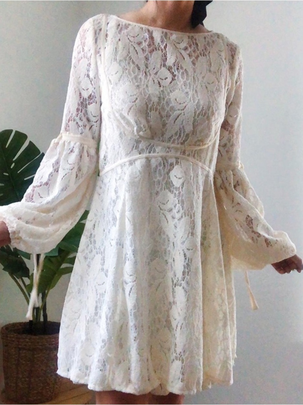 NWT Free People Ruby Lace Mini Dress in cream/ivory S - Picture 6 of 15